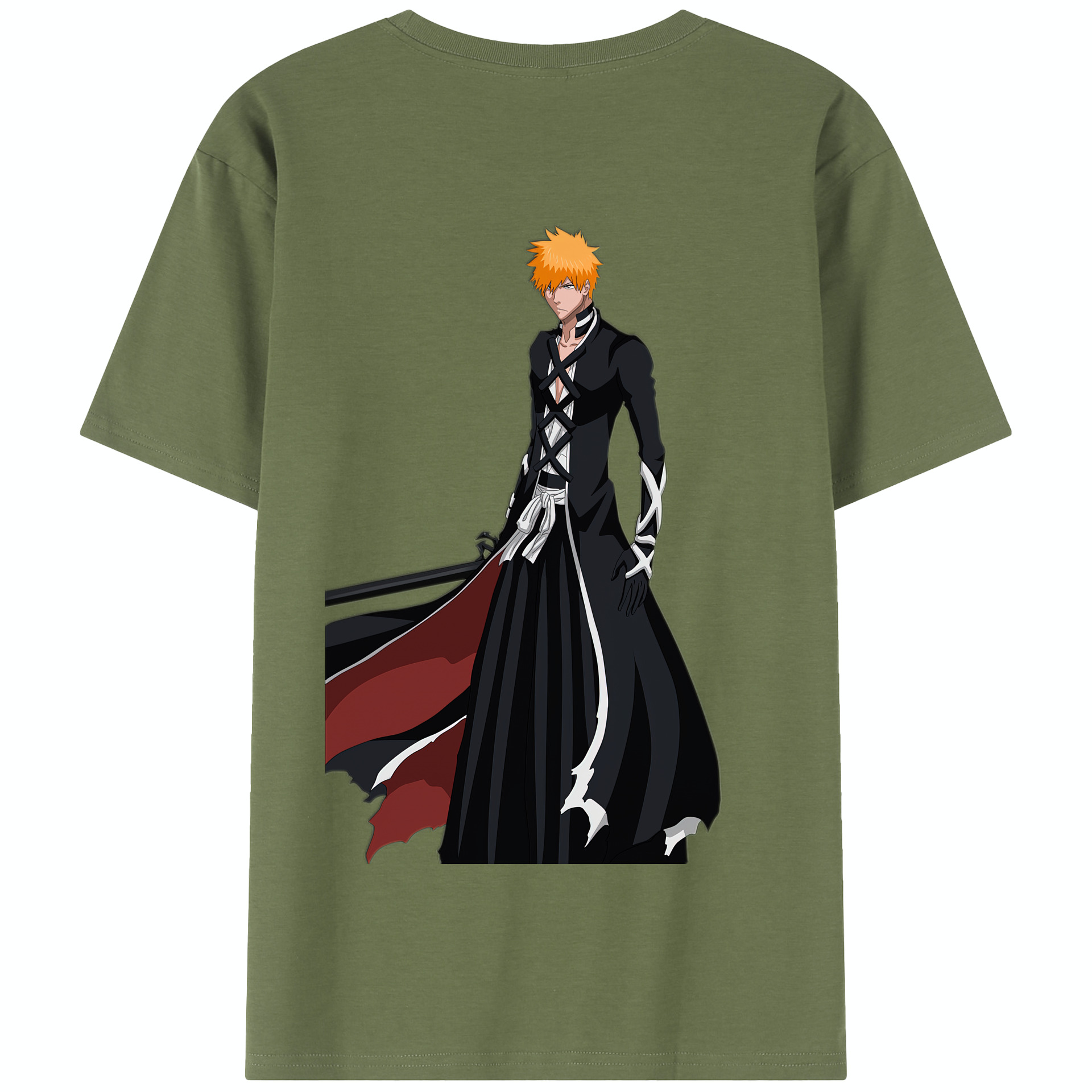 （画像用） ブリーチ 黒崎一護（くろさき いちご）BLEACH Kurosaki Ichigo 綿100％半袖Tシャツ（背面プリント）